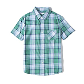 Tronjori Boys' Short Sleeve Button Down Woven Shirt(14,Olive Check)