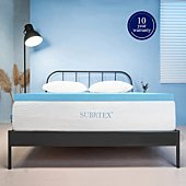 subrtex 2 Inch Memory Foam Mattress Topper Ventilated Gel Infused Bed Foam Topper, CertiPUR-US Certified, Twin, Blue