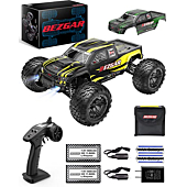 BEZGAR HM103 Hobby Grade 1:10 Scale Remote Control Truck, 4WD High Speed 45+ Kmh All Terrains Electric Toy Off Road RC Truck Vehicle Car Crawler with Rechargeable Batteries for Boys Kids and Adults