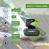 4Monster Microfiber Towel, Travel Towel, Camping Towel, Fast Drying, Soft Light Weight, Suitable for Gym, Beach, Swimming, Backpacking and More