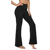 AFITNE Yoga Pants for Women Bootcut Pants with Pockets High Waisted Workout Bootleg Yoga Pants Tall Long Athletic Gym Pants Black - XL