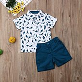 Toddler Baby Boy Short Sleeve Button Down Shirt & Shorts Set 2T 3T 4T 5T 6T Outfits Summer Clothes (4, 2T / 3T)
