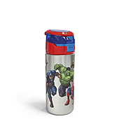 Zak Designs Marvel Comics Durable Single Wall Stainless Steel Water Bottle with Push-Button Flip Lid Leak-Proof Design is Perfect for Outdoor Sports (19.5oz, BPA Free), 19.5 oz, Avengers