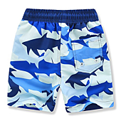 Kute 'n' Koo Boys Swim Trunks, UPF 50+ Quick Dry Boys Swim Shorts, Toddlers Swim Trunks Size from 2T to 18/20 (Large (12), Sharks)