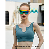 FEISEDY Shield Sport Sunglasses Men Flat Top Mirrored Siamese Goggles Stylish Rainbow B2602