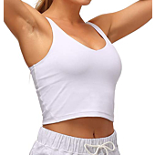 Dragon Fit Sports Bra for Women Longline Padded Bra Yoga Crop Tank Tops Fitness Workout Running Top (Medium, White)