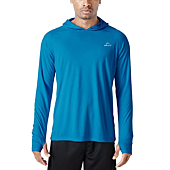 Willit Men's UPF 50+ Sun Protection Hoodie Shirt Long Sleeve SPF Fishing Outdoor UV Shirt Hiking Lightweight Brilliant Blue L
