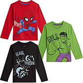 Marvel Avengers Big Boys 3 Pack Long Sleeve Graphic T-Shirt 7-8