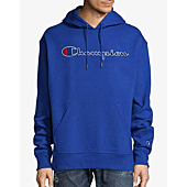 Champion Men's Powerblend Fleece Pullover Hoodie, Script Logo, Iris Purple-Y07718, X-Small