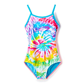 Girls Swimsuit Color Printed Backless Shoulder Swimwear One Piece Swimsuit Sport Set Swimwear for Girls 6-14Years (Multicoloured, XL)