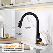 Sink Faucet, Black Kitchen Faucet with Pull Down Sprayer VFauosit Commercial Stainless Steel Laundry Single Handle Pull Out Kitchen Faucets Matte Black, Grifo para Fregaderos de Cocina
