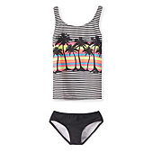 Jimmy Baha·mas Girls 2-PC Tankini Swimsuits Halter Top with Bottoms Bathing Suit (Black, L)