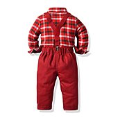 Moyikiss Studio Toddler Dress Suit Baby Boys Gentleman Clothes Sets Bow Ties Shirts + Suspenders Pants Outfits (Red-a, 70/6-12 Months)