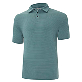 COSSNISS Men's Dry Fit Golf Polo Shirt (Medium, Stripe Green, m)