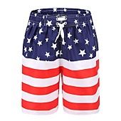 Moon Tree Boys American Flag Swim Trunks Kids Quick Dry UPF 50+ Beach Boards Shorts US Flags Size 6/6x