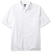 Van Heusen Men's Big & Tall Big Never Tuck Short Sleeve Button Down Shirt, Bright White, Large Tall