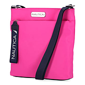 Nautica Diver Nylon Small Womens Crossbody Bag Purse with Adjustable Shoulder Strap, Hot Pink