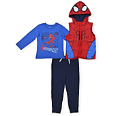 Marvel Spiderman Jogger Set for Boys, Hooded Vest, Long Sleeve Tee and Jog Pants for Kids, Size 6