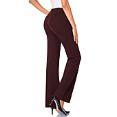 Tapata Women's 28''/30''/32''/34'' Stretchy Bootcut Dress Pants with Pockets Tall, Petite, Regular for Office Work Business 28", Burgundy, M