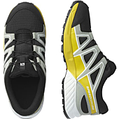 Salomon Kids Speedcross CLIMASALOMON™ Waterproof Trail Running Shoes, Black/Wrought Iron/Lemon, 2 Little Kid