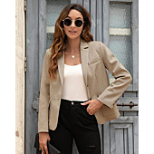 BZB Women's Casual Blazers Long Sleeve Lapel Open Front Work Office Bussiness Warm Blazer Jackets Khaki