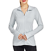 Willit Women's UPF 50+ Sun Protection Jacket SPF Shirts Long Sleeve Running Hiking Athletic UV Jacket Lightweight Gray M
