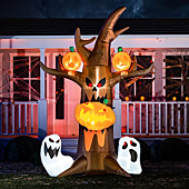 Joiedomi 10 FT Tall Halloween Inflatable Scary Tree Bites Pumpkin Inflatable Yard Decoration with Build-in LEDs Blow Up Inflatables Ghost for Halloween Party Indoor, Outdoor, Yard, Garden, Lawn Decor