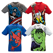 Marvel Avengers Superheroes The Incredible Hulk Spider-Man Captain America Thor Boys 4 Pack T-Shirt Set (14/16)