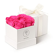 Forever Roses That Last A Year, Preserved Roses For Delivery Prime, Eternity Roses In A Box, Real Flowers In A box, Flowers For Delivery Prime Birthday, Valentines Day, Anniversary, 4 Pcs Pink…
