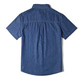 Tronjori Boys Short Sleeve Button Down Casual Woven Shirt Two Pockets(12,Denim Blue)