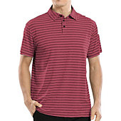 Men's Dry Fit Golf Polo Shirt (Medium, Stripe - Red)