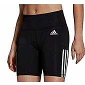 adidas Womens 3 Stripe High Waist Bike Shorts (Black/White, X-Small)