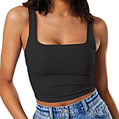 Artfish Women's Sleeveless Strappy Crop Tank Tops Workout Fitness Basic Cropped Camis Black, XS