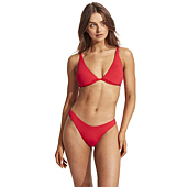 Seafolly Women's High Cut Pant Bikini Bottom Swimsuit, Eco Collective Chilli Red, 8