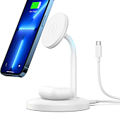 Syncwire Magnetic Wireless Charging Stand - [2 in 1, 360° Rotation, USB-C Cable] Wireless Charger Station Compatible with MagSafe iPhone 13 Pro Max/13 Pro/13/12 Pro Max/12 Pro/12 Mini, AirPods 2 3 Pro