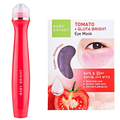 Baby Bright Eye Roller Serum, Anti-wrinkle, Anti Bags, Reduces Dark Circles Puffiness and Bags 15milliliter (0.50 fl.oz.) (Singto-Tomato & Gluta) (0.50 fl.oz.) (Red Roller & Mask)