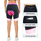 NORTHHILL Women's Padded 4D Bike Shorts Biking Riding Bicycle Cycle Gel High Waisted Pockets Shorts with Padding PINK XL