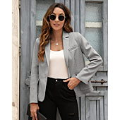 BZB Women's Casual Blazers Long Sleeve Lapel Open Front Work Office Bussiness Warm Blazer Jackets Grey
