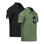 Mens Polo Shirt Sport Casual Sweat-Wicking Short Sleeve Golf Tennis T-Shirt Suit-Blackgreen M