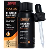 5% Minoxidil for Men and Women Lotion - 1 Month - Hair Growth Serum with Biotin, Caffeine and Niacinamide - Hair Regrowth Treatment For Stronger, Thicker Longer Hair - Stops Hair Thinning