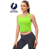 ICTIVE Workout Cropped Crop Tank Tops for Women Twist Tie Back Sleeveless Athletic Muscle Shirt Cute Crop Cami Top Dance Yoga Exercise Running Sports Clothes Green L