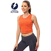ICTIVE Workout Cropped Crop Tank Tops for Women Twist Tie Back Sleeveless Athletic Muscle Shirt Cute Crop Cami Top Dance Yoga Exercise Running Sports Clothes Orange L