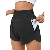 BMJL Women's Athletic Shorts High Waisted Running Shorts Pocket Sporty Shorts Gym Elastic Workout Shorts(M,SummerRed)