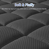 MATBEBY Bedding Quilted Fitted Twin Mattress Pad Cooling Breathable Fluffy Soft Mattress Pad Stretches up to 21 Inch Deep, Twin Size, Dark Grey, Mattress Topper Mattress Protector