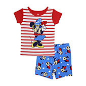 Disney Girls' Baby Mickey Seasonal Cotton Pajamas, Minnie America, 12 Month