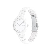 Calvin Klein Women's Quartz White Ceramic and Link Bracelet Watch, Color: Black (Model: 25200076)