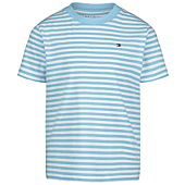 Tommy Hilfiger boys Short Sleeve Crew Neck Striped T-shirt T Shirt, Ithaca Bachelor Button 22, Medium US