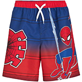 Marvel Boys' Spider-Man Swim Trunks – UPF 50+ Quick Dry Bathing Suit Shorts (4-12), Size 7, Spider- Man Red/Blue Stripes