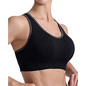 FITTIN Racerback Sports Bras for Women Pack of 2- Padded Seamless Medium Support for Yoga Gym Workout Fitness Black/White