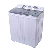 Compact Twin Tub Portable Washing Machine, Built-in Drain Pump/Washer and Spin Dryer Combo,for Apartment, Dorms, Etc/Semi-Automatic (16.5lbs)